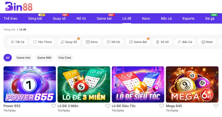 Các Trò Chơi Phổ Biến Tại Sảnh Lô Đề Bin88 Với Tỷ Lệ Thắng Lớn Cực Hấp Dẫn