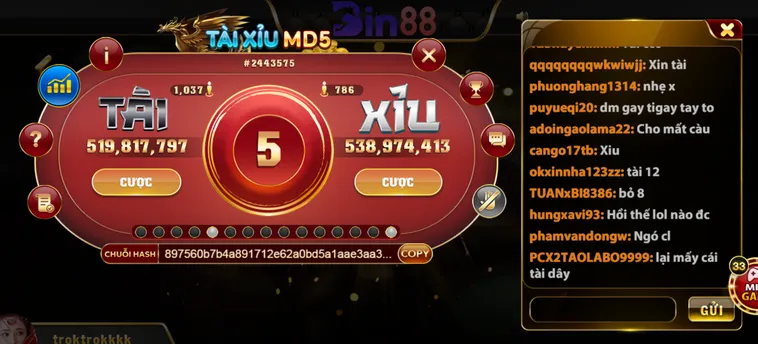Chinh Phục Siêu Phẩm Tài Xỉu MD5 Tại Bin88 Đỉnh Cao Nhất Hiện Nay