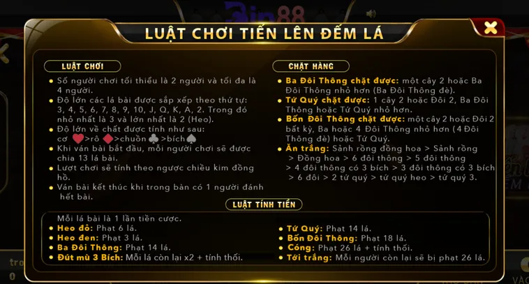 Hướng Dẫn Chinh Phục Bàn Chơi Tiến Lên Đếm Lá Tại Bin88 Đỉnh Cao Cho Cao Thủ